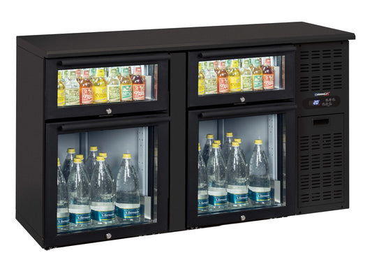 Arrière bar 2 x 2 tiroirs mixtes vitrés