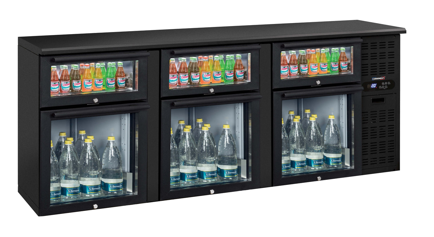 Arrière bar 3 x 2 tiroirs mixtes vitrés