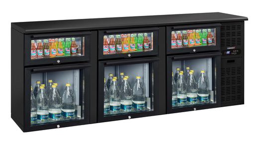 Arrière bar 3 x 2 tiroirs mixtes vitrés