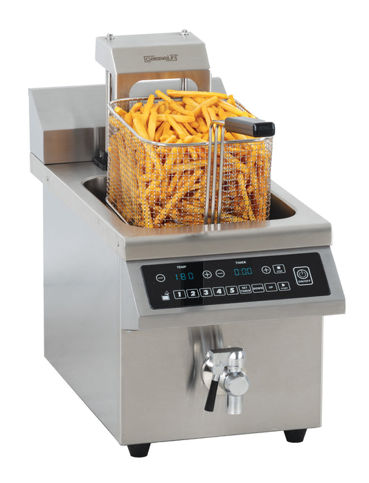 Friteuse induction avec vanne de vidange et relevage automatique 8 litres