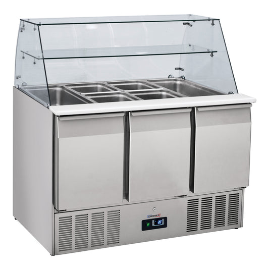 Saladette vitrée 3 portes GN 1/1