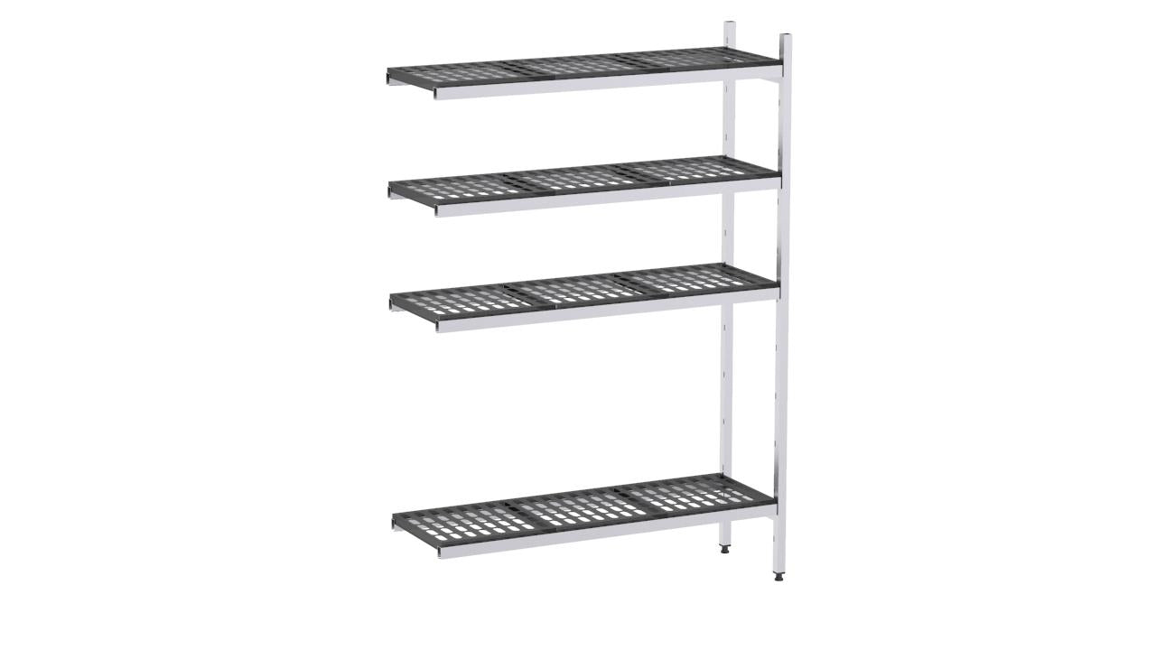 Rayonnage aluminium d'angle 370×1700 - 4 niveaux - Distform