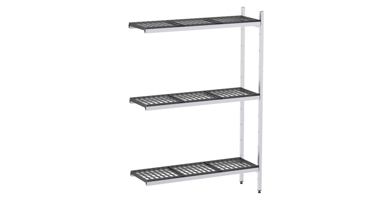 Rayonnage aluminium d'angle 570×1700 - 3 niveaux - Distform
