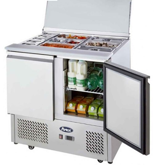 Meuble saladette capot inox 2 portes