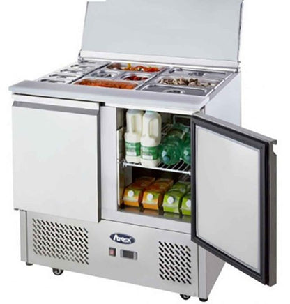 Meuble saladette capot inox 2 portes