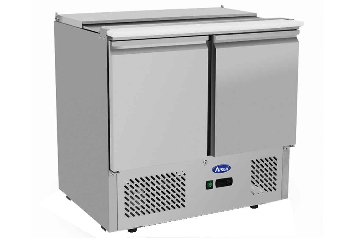 Meuble saladette capot inox 2 portes