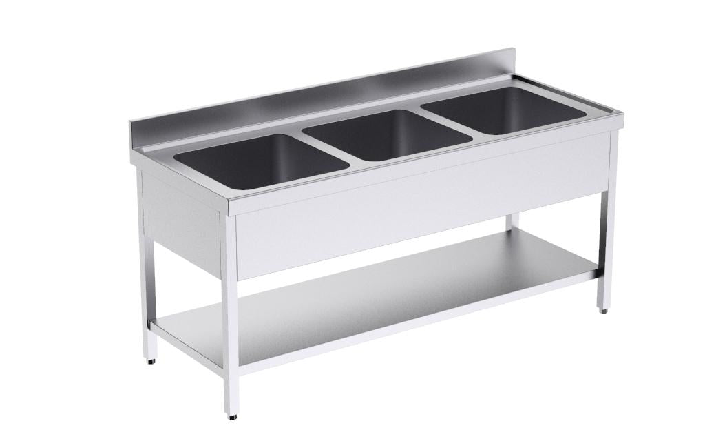 Bâti Avec Plonge 1800×700 Triple Et Étagère - Distform FB3E7180
