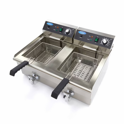 Friteuse électrique double - 2 x 13L avec robinet