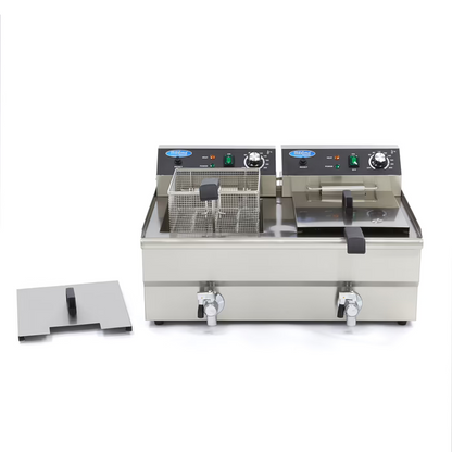 Friteuse électrique double - 2 x 13L avec robinet