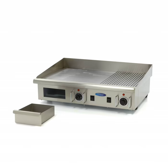 Plancha - demi-rainuré - 73 cm - incl plateau d'égouttement - 400V