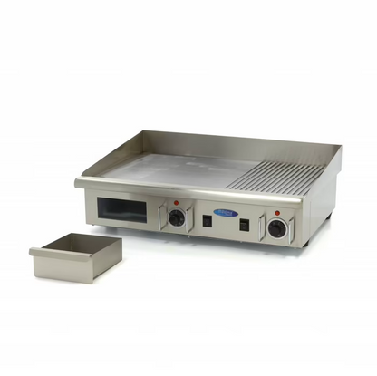 Plancha - demi-rainuré - 73 cm - incl plateau d'égouttement - 400V