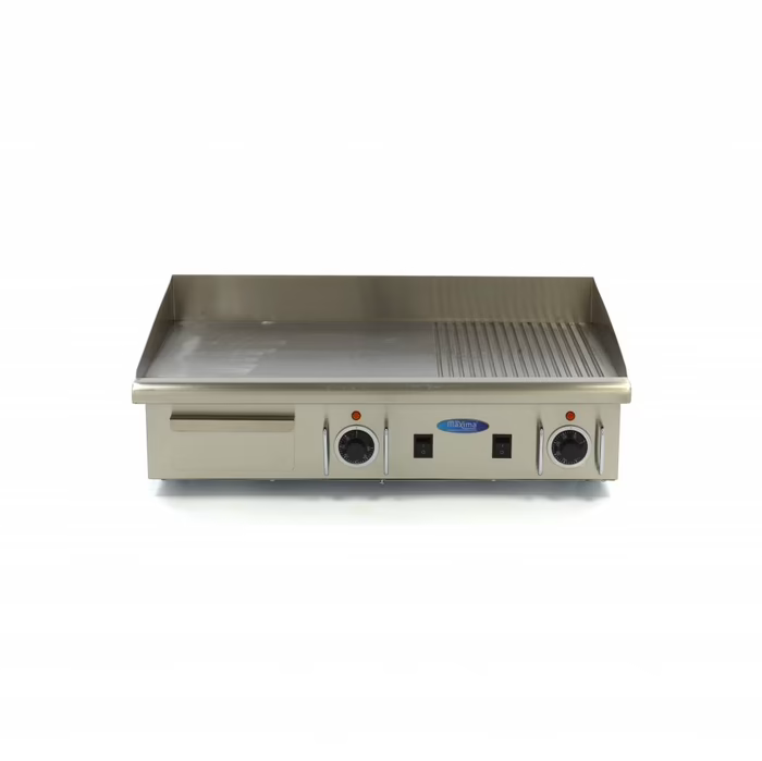 Plancha - demi-rainuré - 73 cm - incl plateau d'égouttement - 400V