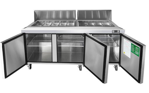 Meuble Saladette - 3 Portes - Gamme Américaine - 18 Bacs GN 1/6