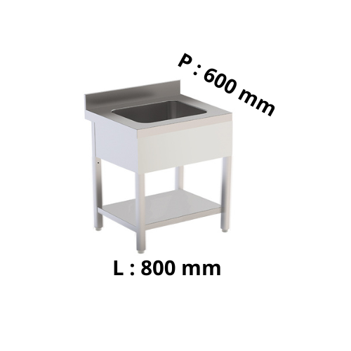 Plonge simple bac - avec dosseret - P600