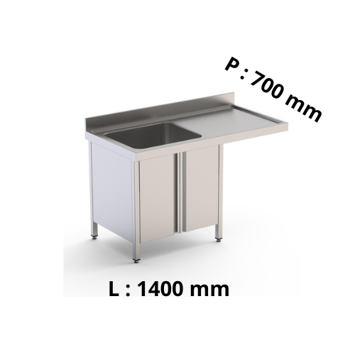 Plonge simple bac avec passage lave-vaisselle sur placard fermé P700