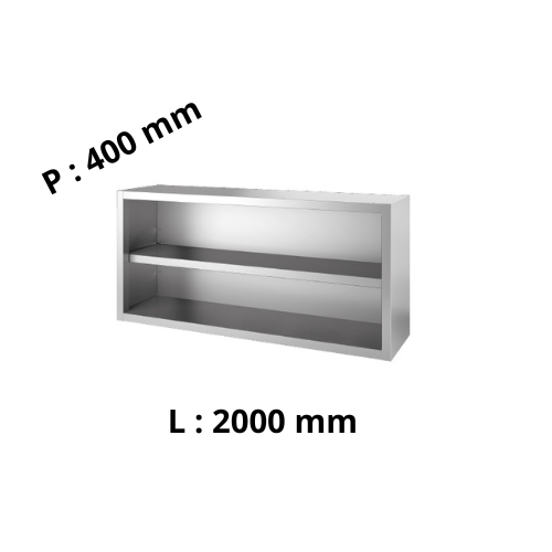 Placard inox mural - Ouvert - P400