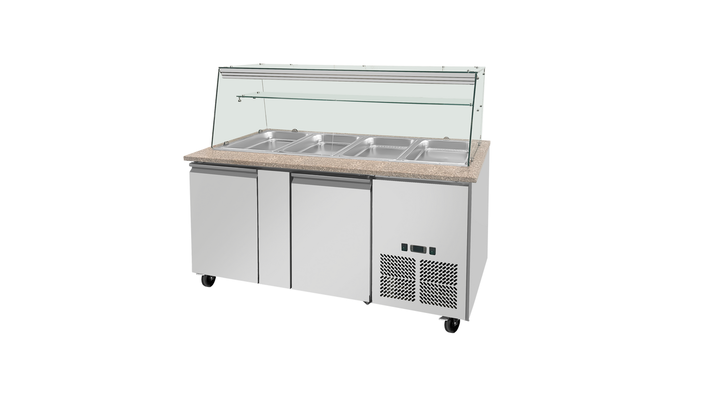 Saladette réfrigérée Boisée - 2 portes, GN1/1 x 4 - 2 portes - Skyrainbow THSAI158RG