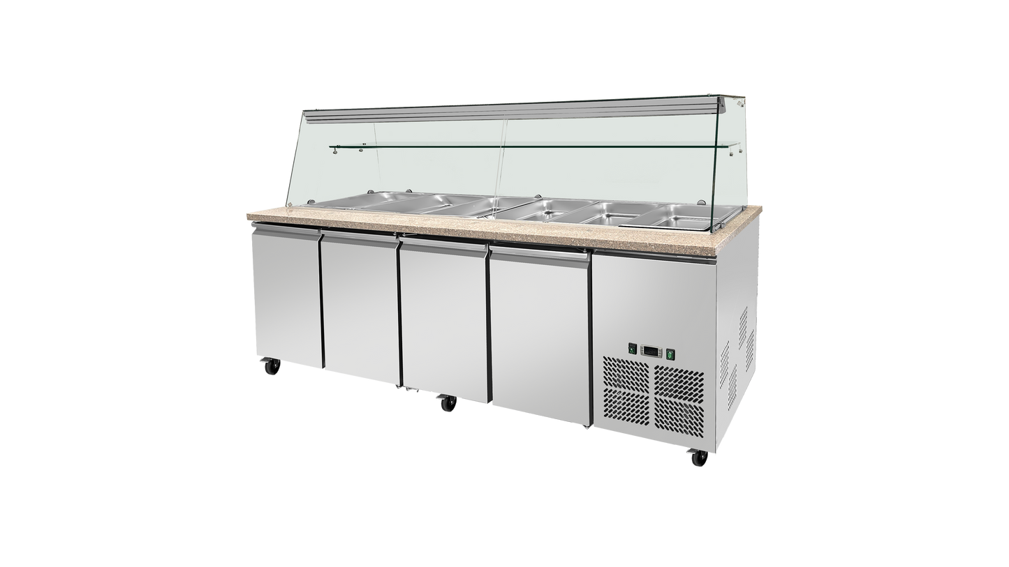 Saladette réfrigérée Boisée - 4 portes,GN 1/1 x 6 - Skyrainbow THSAI228RG