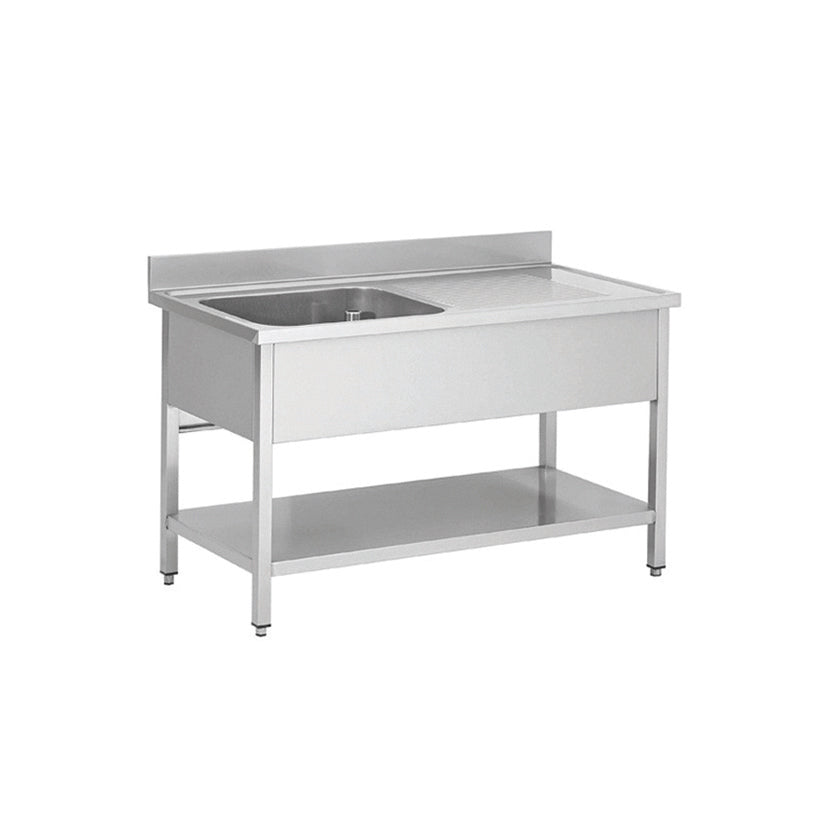 Plonge en inox - 1 Bac - égouttoir à droite, 1400 x 700 x850 mm - Skyrainbow THSTR147BL1