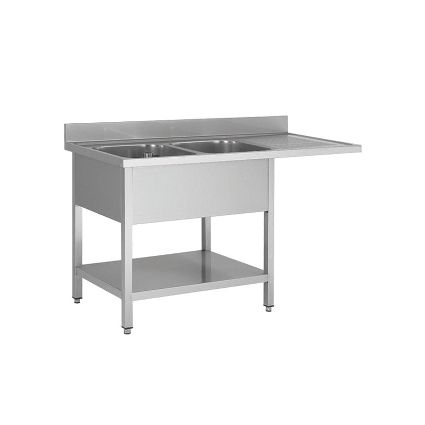 Plonge lave vaisselle - 2 Bacs - égouttoir à droite - Skyrainbow THSTR166SBL2