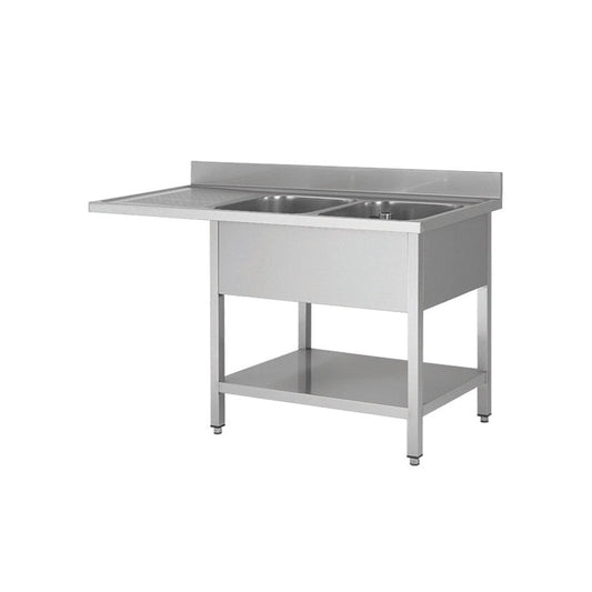 THSTR186SBR2 - Plonge lave vaisselle - 2 Bacs - égouttoir à gauche , 1800 x 600 x850 mm