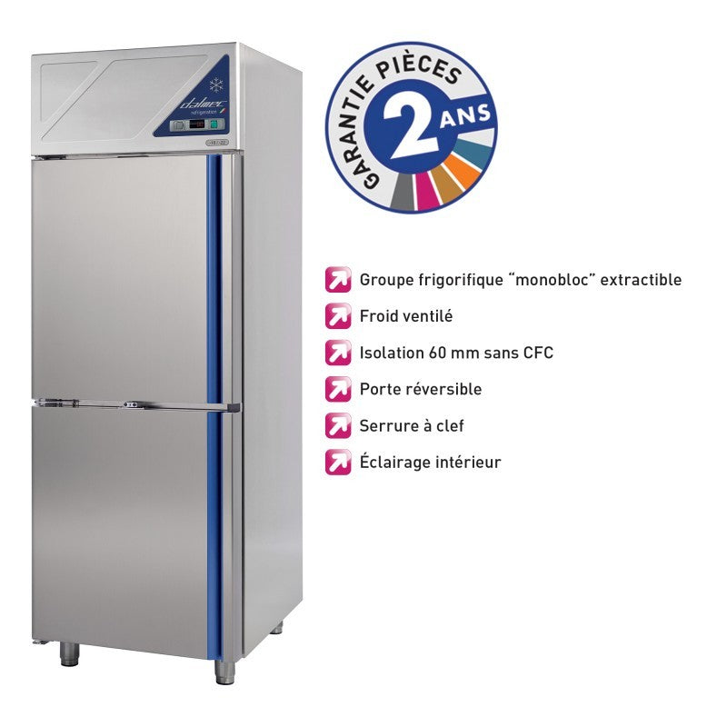 Armoire réfrigérée négative -18/-22°C - 2 portillons - 700 L - Avec groupe logé - Dalmec