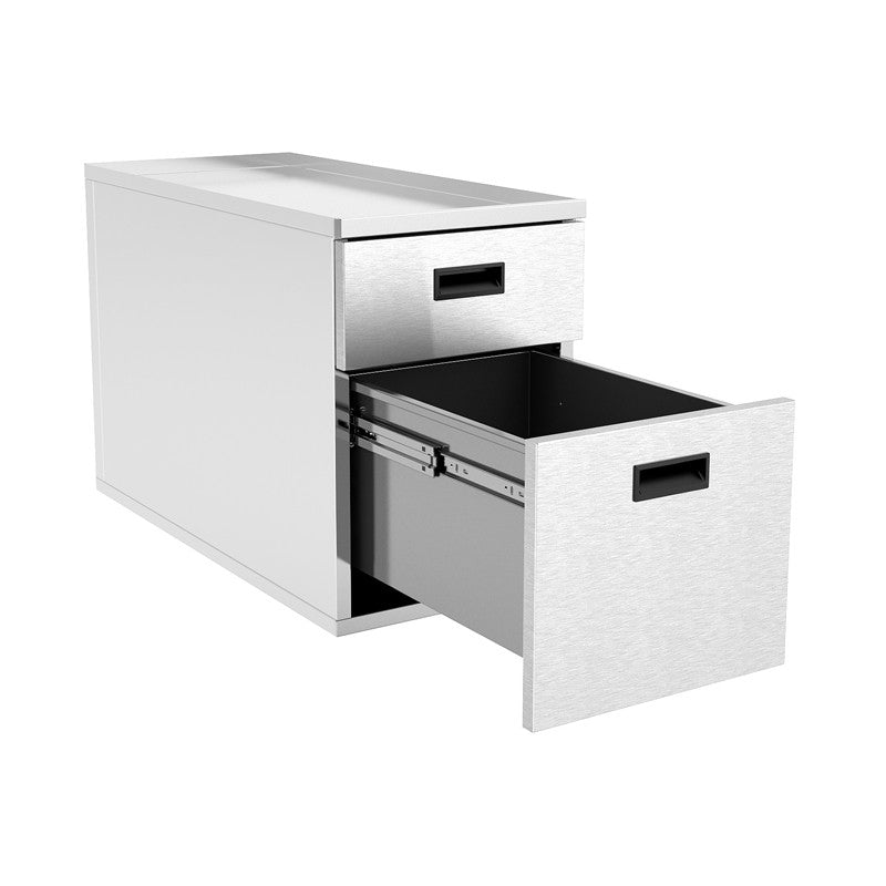 Bloc 2 tiroirs - 1/3 + 2/3 - Finition acier inox - Rocam