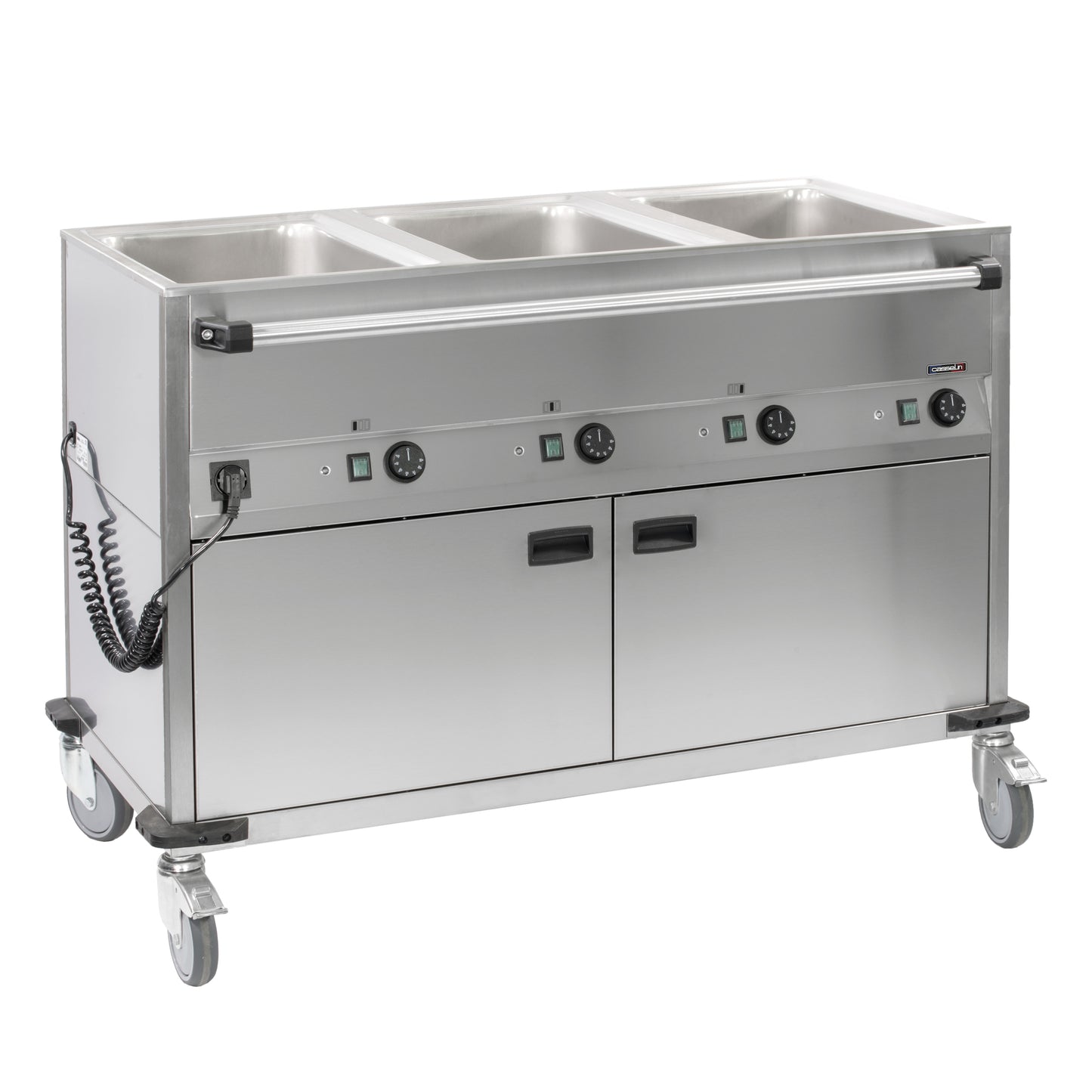 Chariot bain-marie à eau 3xGN 1/1 avec soubassement chauffant horizontal - Casselin