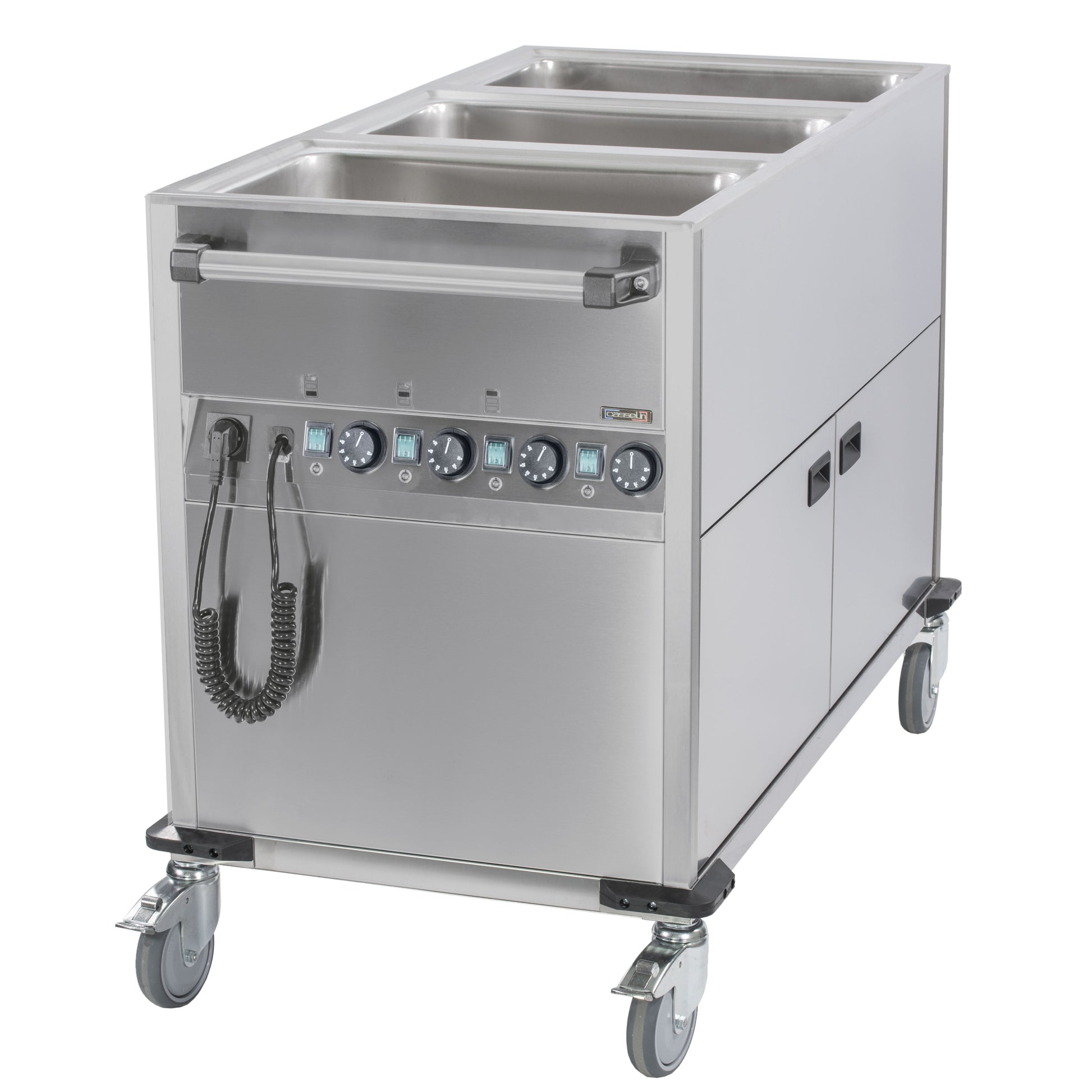 Chariot bain-marie à eau 3xGN 1/1 avec soubassement chauffant vertical - Casselin