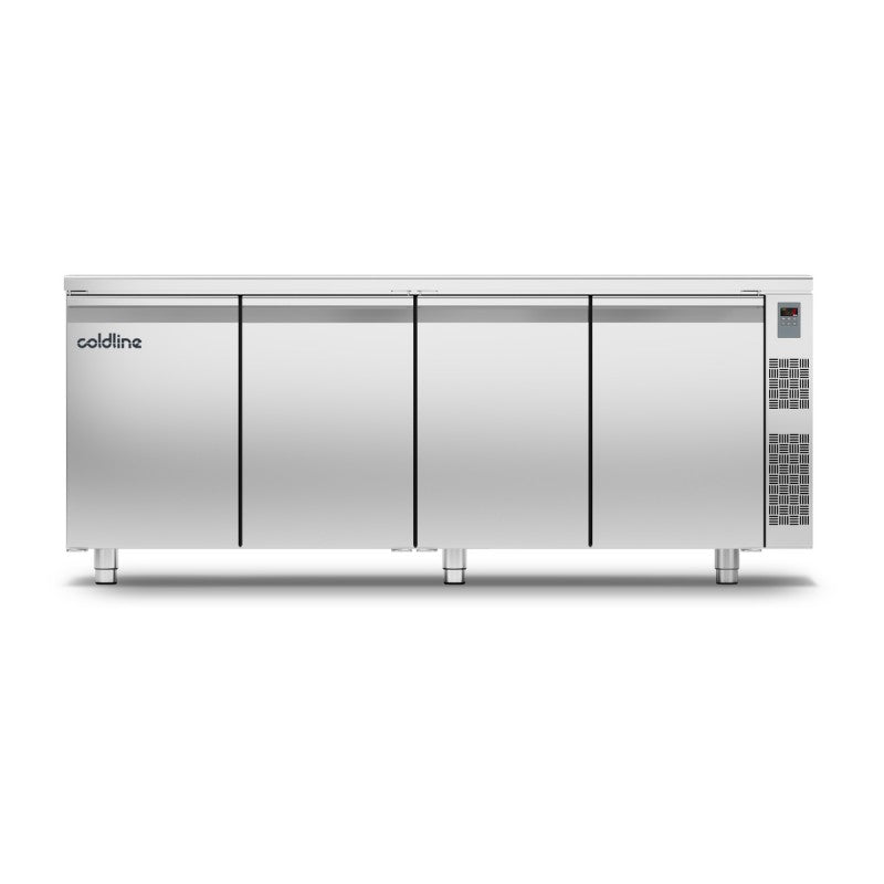 Table réfrigérée négative MASTER avec plan de travail - Sans groupe - 4 portes - Coldline
