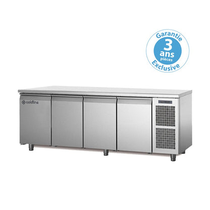 Table réfrigérée négative MASTER - Groupe logé - 4 portes - 560 litres - Profondeur 800 - 600 x 400 - Coldline