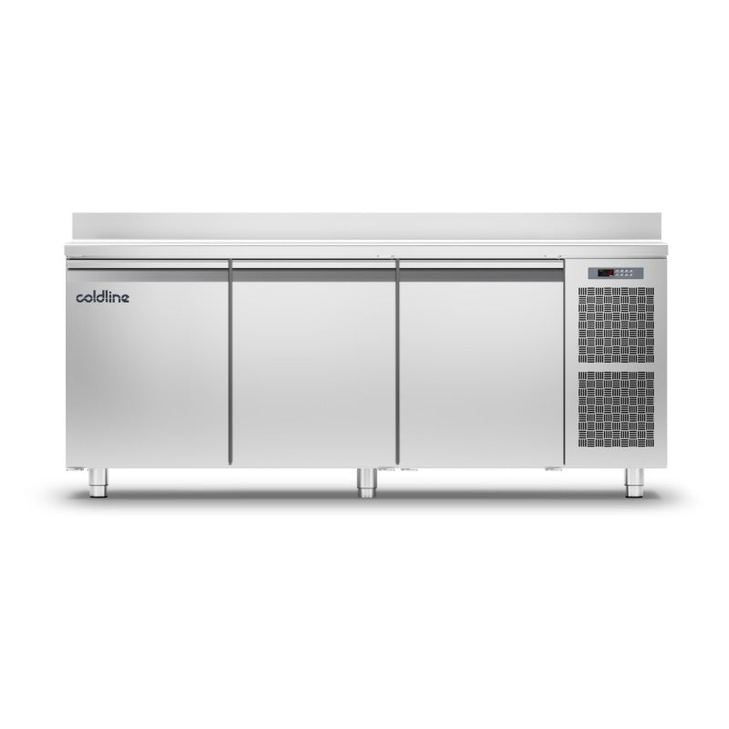 Table réfrigérée négative PASTRY avec plan de travail adossé - Groupe logé - 3 portes - 607 litres - Coldline