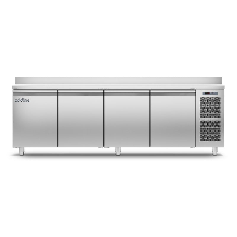 Table réfrigérée négative PASTRY avec plan de travail adossé - Groupe logé - 4 portes - Coldline