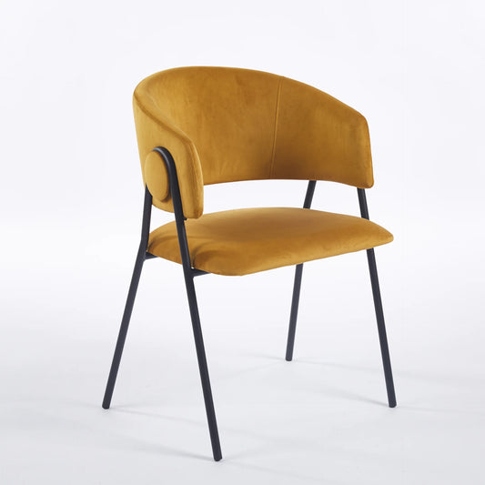Chaise TANI Velours - Moutarde