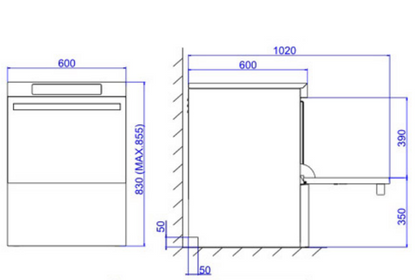Lave-vaiselle frontal - 500x500 - Adoucisseur intégré -  6.2 kW