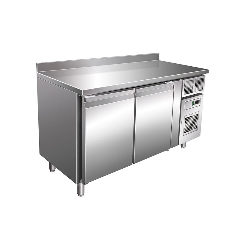 Desserte réfrigérée positive 260 L - 2 portes - Avec groupe logé - Avec dosseret - Hauteur 860 mm - Nosem