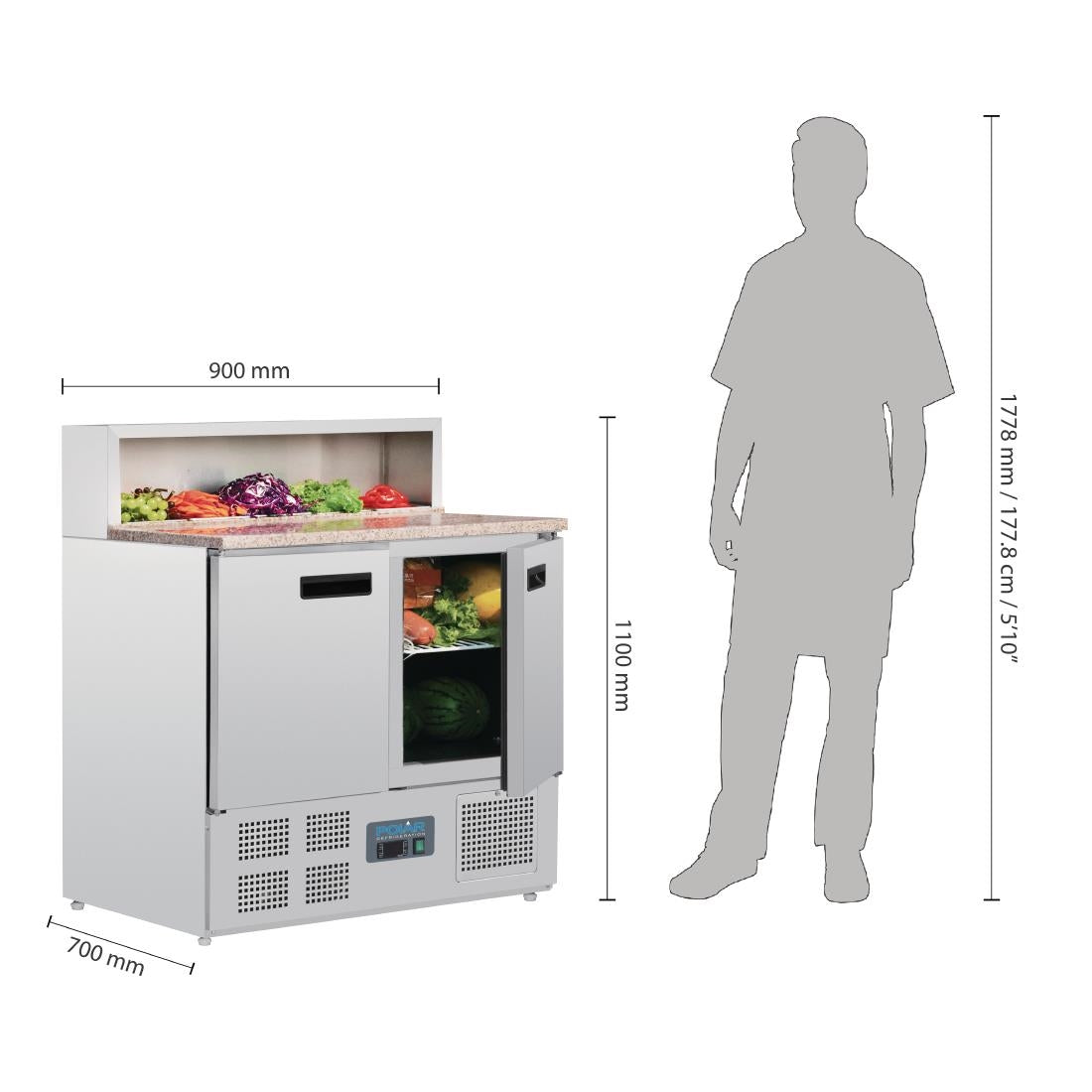Comptoir de préparation réfrigéré à pizzas 288L Polar Série G - Polar - G603
