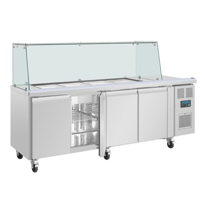 Comptoir à salade GN avec pare-haleine carré Polar Série U 4 portes - Polar - UA019