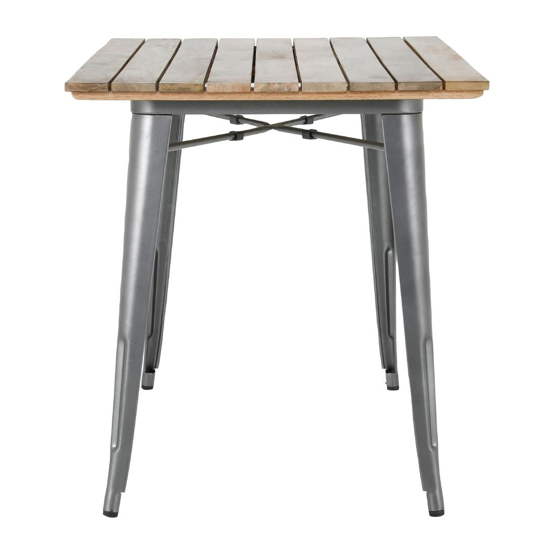 Table à manger à plateau à lattes en bois de manguier et piètement gris acier Bolero Bistro 1200 mm - Bolero - HZ811