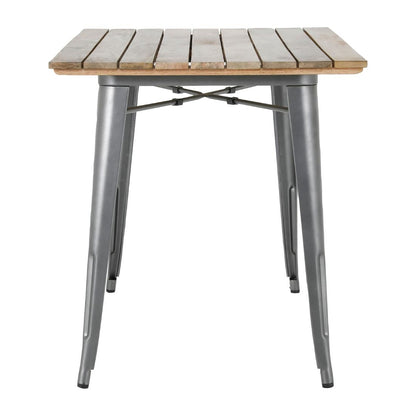 Table à manger à plateau à lattes en bois de manguier et piètement gris acier Bolero Bistro 1200 mm - Bolero - HZ811