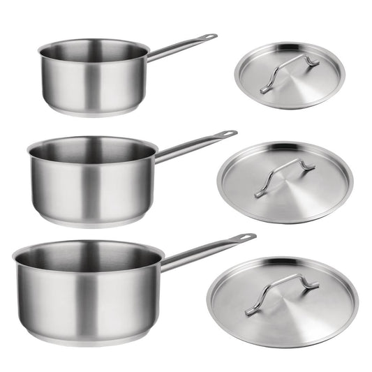 Ensemble 3 casseroles et couvercles inox Vogue Cook Like A Pro - Vogue - SA617