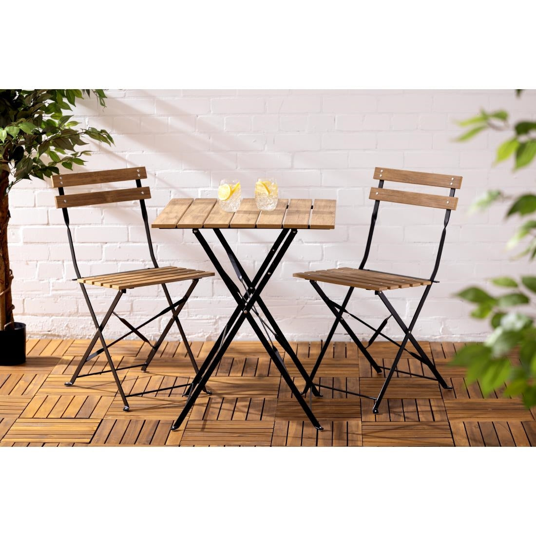Table de terrasse carrée Bolero Perth effet bois - Bolero - FU538