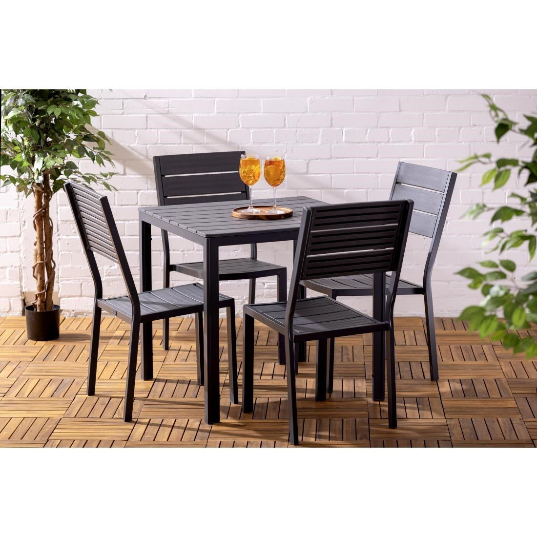 Table d'extérieur à lattes Bolero Valletta grise 780mm - Bolero - HZ021