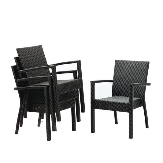 Fauteuils en rotin PE Bolero anthracite (lot de 4) - Bolero - DL477