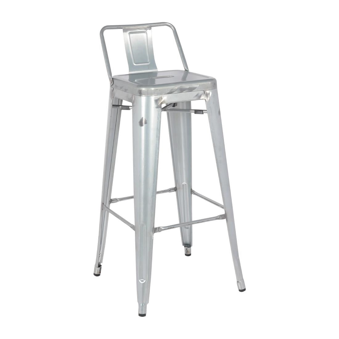 Tabouret haut en acier galvanisé avec dossier Bolero Bistro (lot de 4) - Bolero - DL877