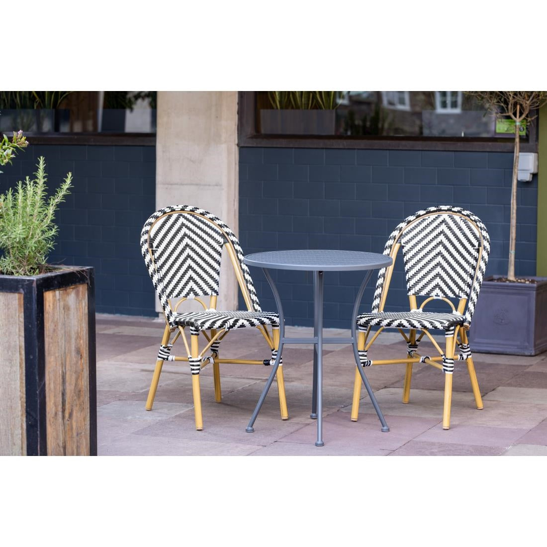 Chaises style parisien en rotin PE Bolero noires (lot de 2) - Bolero - CH111