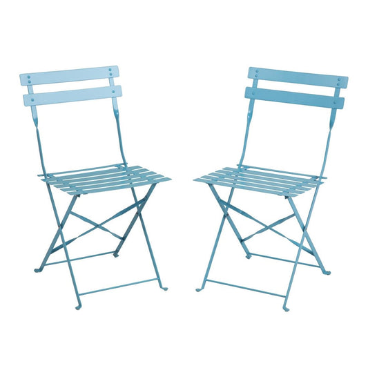 Chaises de terrasse pliantes en acier Bolero bleu turquoise (lot de 2) - Bolero - GK982