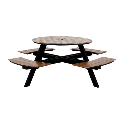 Ensemble table de pique-nique ronde Acacia avec bancs Bolero - Bolero - JE892