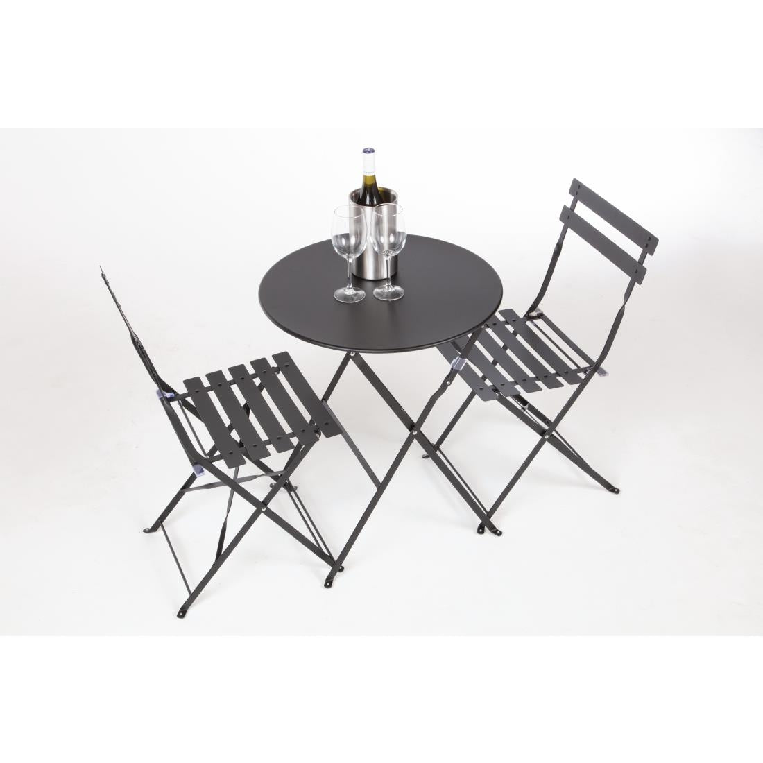 Chaises de terrasse pliantes en acier Bolero noires (Lot de 2) - Bolero - GH553