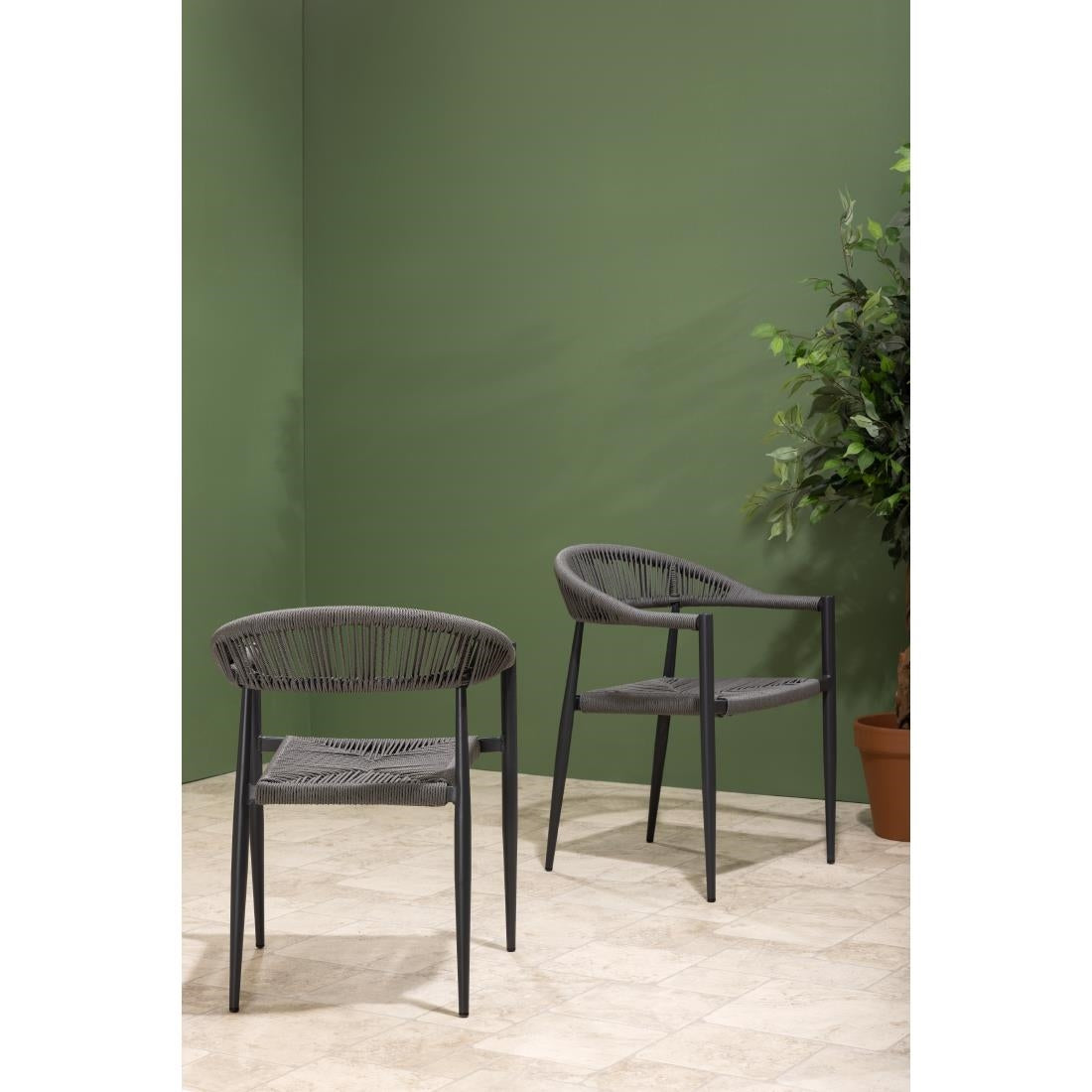 Fauteuils d'extérieur en rotin PE tressé Bolero Eden anthracite (lot de 4) - Bolero - HZ590